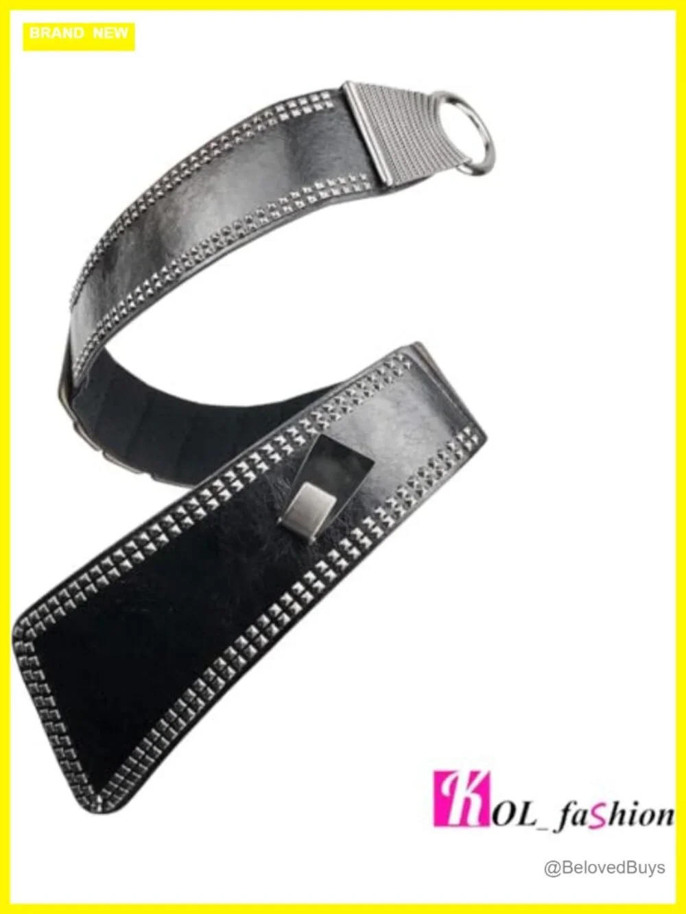 Vintage Faux Leather Waist Belt with Interlock Buckle - Cinch Belt for Dresses